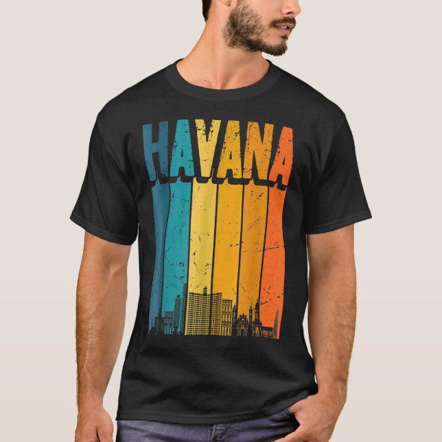 Camiseta Havana Cuba Retro Vintage Sunset Skyline Havana (Frente)
