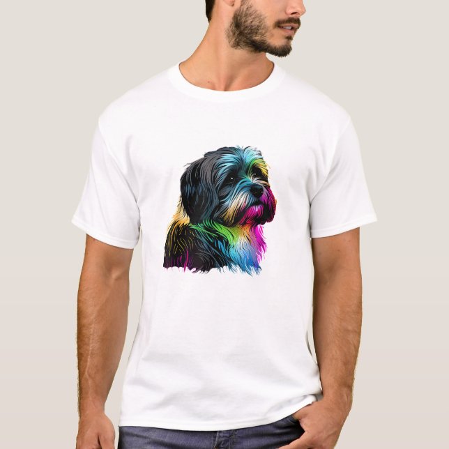 Camiseta Havanese Dog Pop Art Design no Havanês (Frente)
