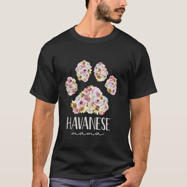 Camiseta Havanese Mama Floral Paw Dog Mãe (Frente)