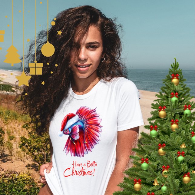 Camiseta Have a Betta Christmas Funny Santa Fish Lover Pun  (Criador carregado)