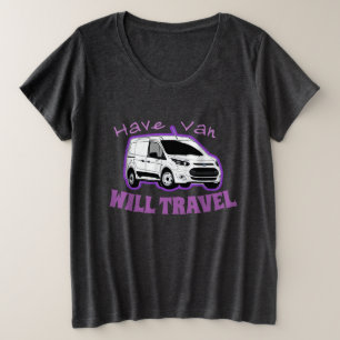 Camiseta "Have Van / Will Viagem", tamanho mais fe