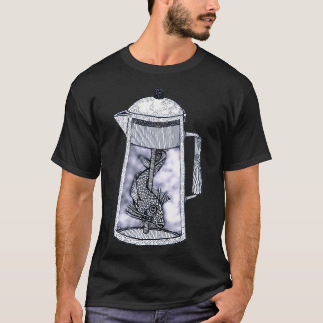 Camiseta Havia um peixe no percolador (Frente)
