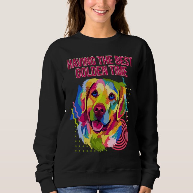Camiseta Having the Best Golden Time  Golden Retriever Humo (Frente)