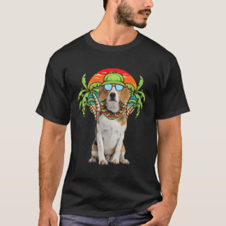 Camiseta Hawaiai Beagle Vestindo Óculos De Sol No Verão Da