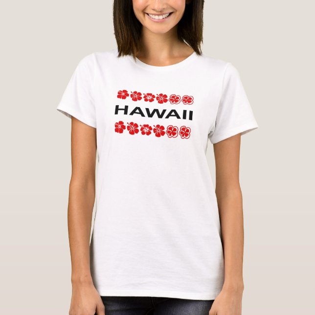 Camiseta Hawaii Aloha Flor Banda Cor-de-Luz (Frente)