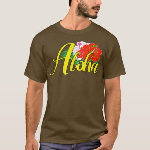 Camiseta Hawaii Aloha Hibiscus Flores do Estilo Retro Havai