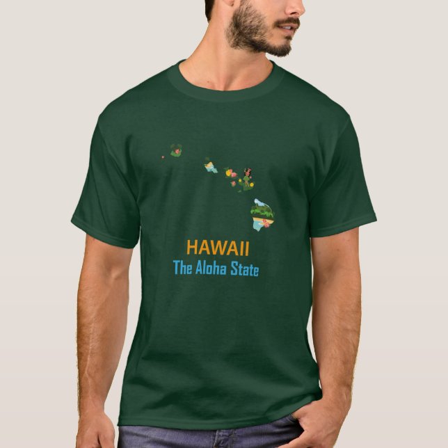 Camiseta Hawaii, Aloha State Bumper Sticker Oversize (Frente)