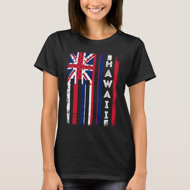 Camiseta Hawaii American Flag Home State Hawaii Flag (Frente)