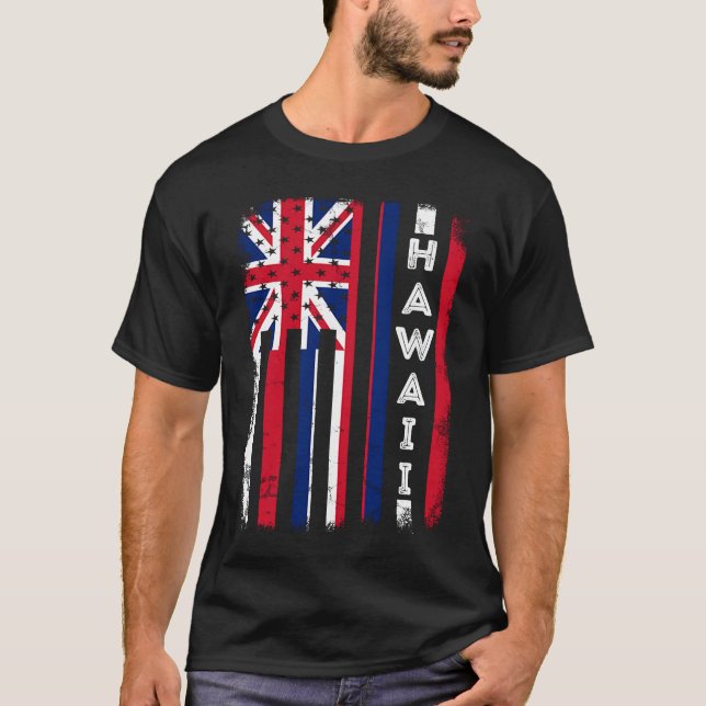 Camiseta Hawaii American Flag Home State Hawaii Flag (Frente)