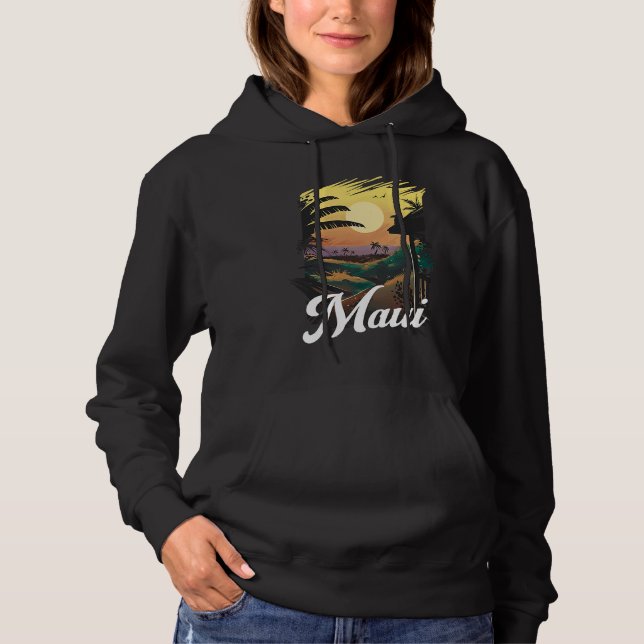 Camiseta Hawaii Beach Sunset Ocean Maui Aloha Retro Hawaiia (Frente)