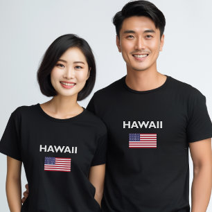 Camiseta Hawaii EUA American Flag Dark Color
