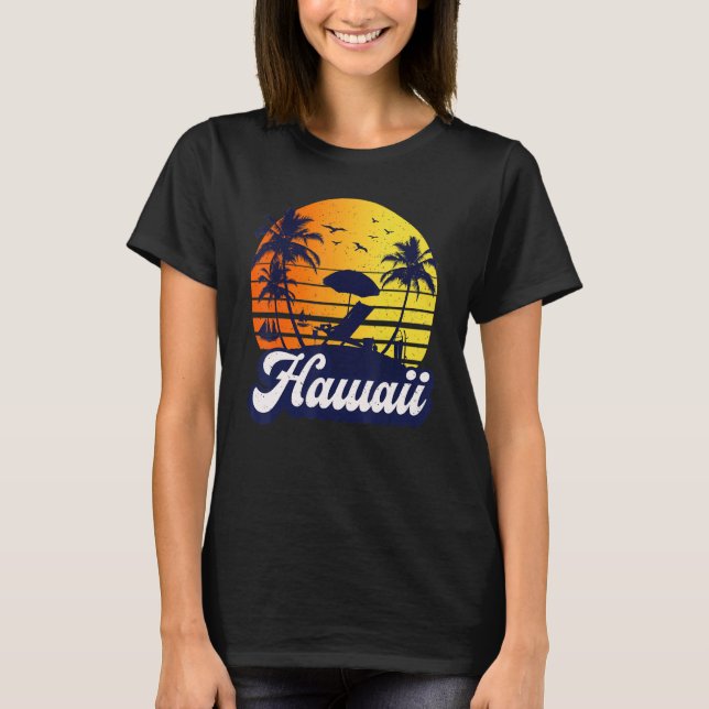Camiseta Hawaii Hawaii Sunset Beach Retro (Frente)