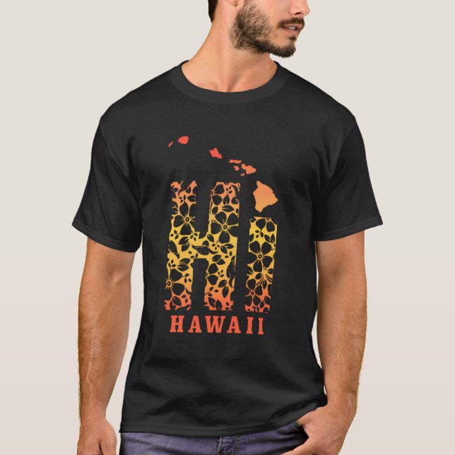 Camiseta Hawaii Hi Ilhas Havaianas Surf de Mapa Surfer Hilo (Frente)