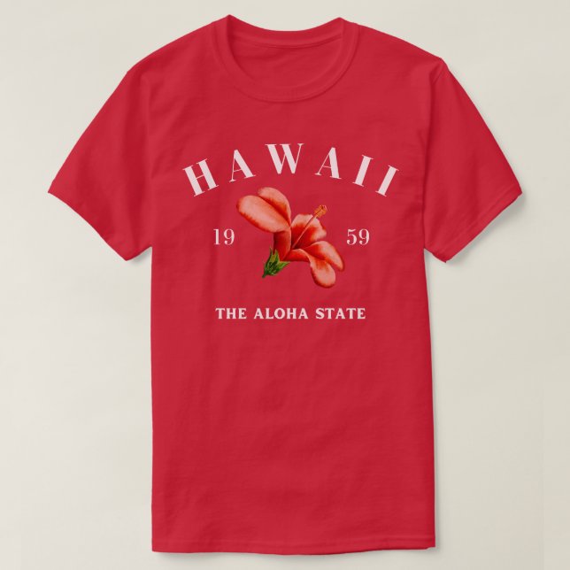 Camiseta Hawaii Hibiscus no Escuro (Frente do Design)