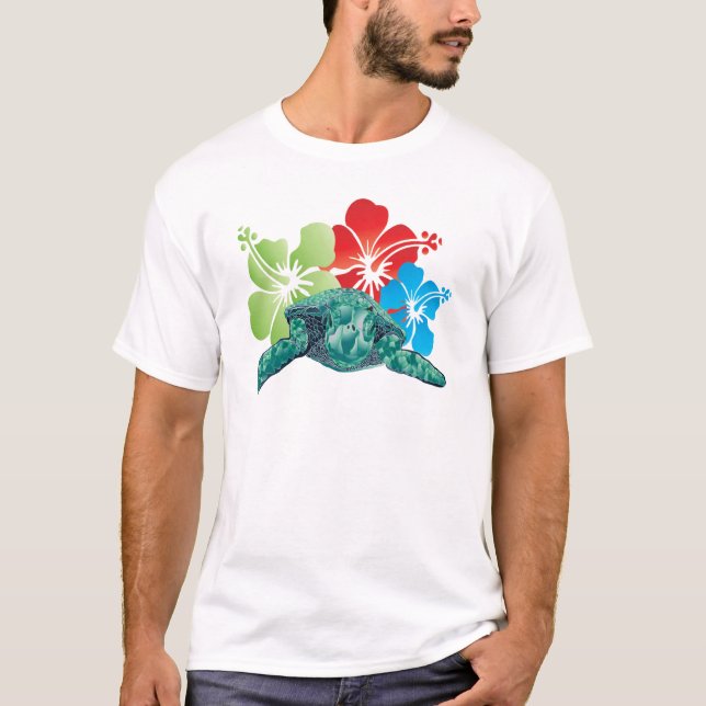 Camiseta Hawaii Hibiscus Turtle (Frente)