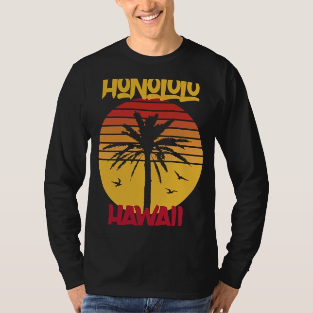 Camiseta Hawaii Honolulu Palm tree Oceano (Frente)