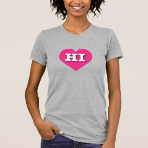 Camiseta Hawaii Hot Pink Heart - Eu adoro HI