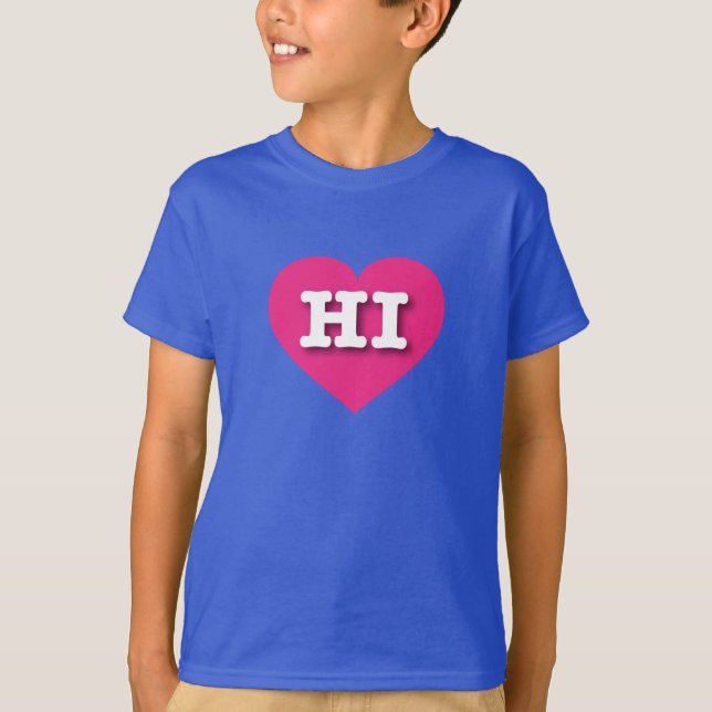 Camiseta Hawaii Hot Pink Heart - Eu adoro HI (Frente)