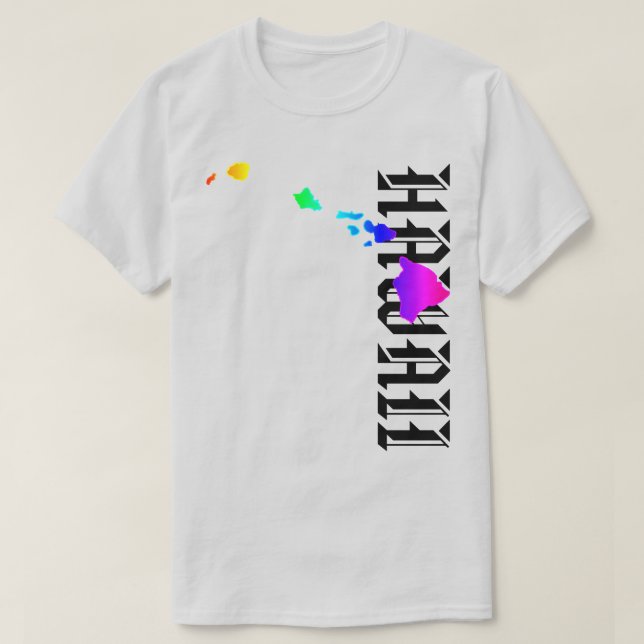 CAMISETA HAWAII ILHAS NEON RAINBOW (Frente do Design)