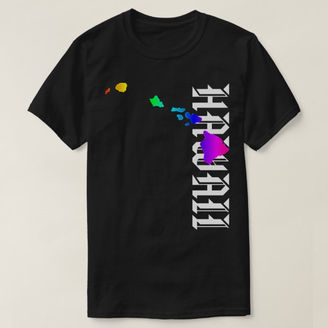 CAMISETA HAWAII ILHAS NEON RAINBOW (Frente do Design)