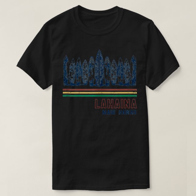 Camiseta Hawaii Lahaina Maui Retro Surfing Vintage (Frente do Design)