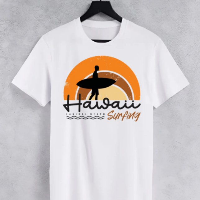 Camiseta Hawaii Lanikai Beach Surfing (Criador carregado)