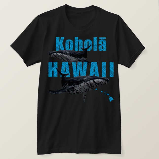 CAMISETA HAWAII POLINESIANO TRIBAL HUMPBACKS NAS ILHAS HAWA (Frente do Design)