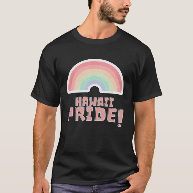 Camiseta Hawaii Pride LGBTQ Cute Rainbow Minimalist Pride (Frente)