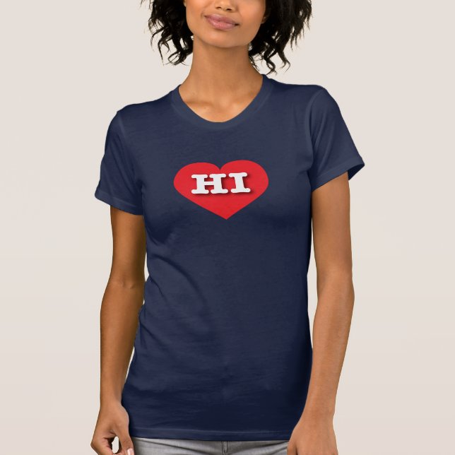 Camiseta Hawaii Red Heart - Eu amo HI (Frente)