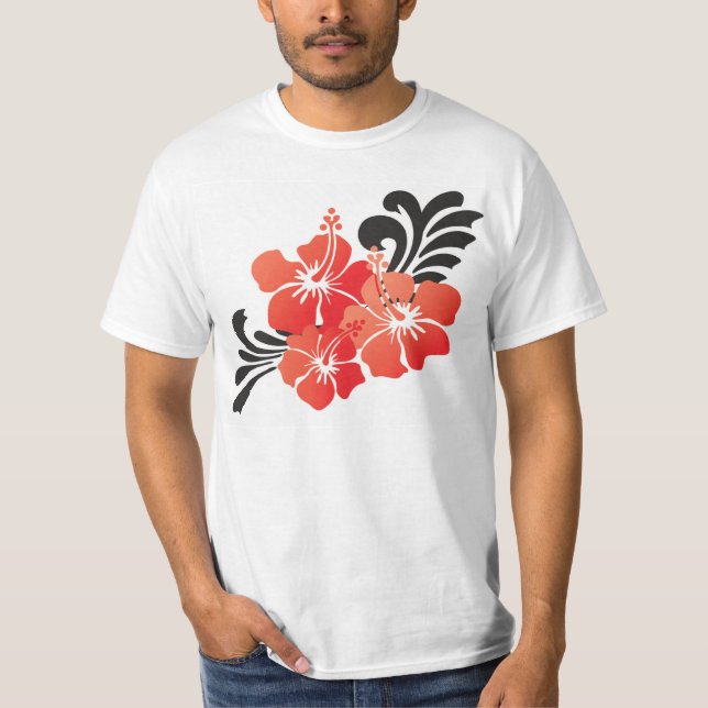 Camiseta Hawaii Red Hibiscus Flower (Frente)