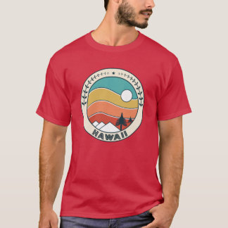 Camiseta Hawaii Retro Vintage Pôr-do-Sol Montanha do Havaí 