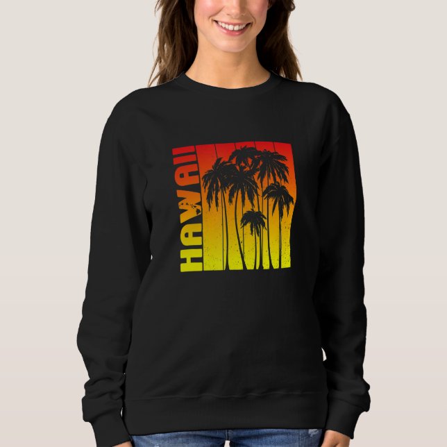 Camiseta Hawaii Souvenir Palm Trees Sunset Retro (Frente)