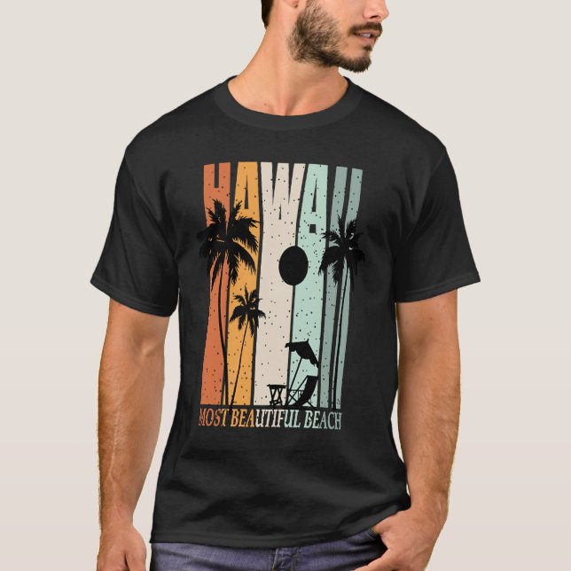 Camiseta Hawaii Summer Beach Vintage Sunset (Frente)