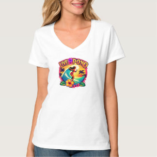 Camiseta Hawaii Surf Live Pono Onda do Oceano Flor de Hibis