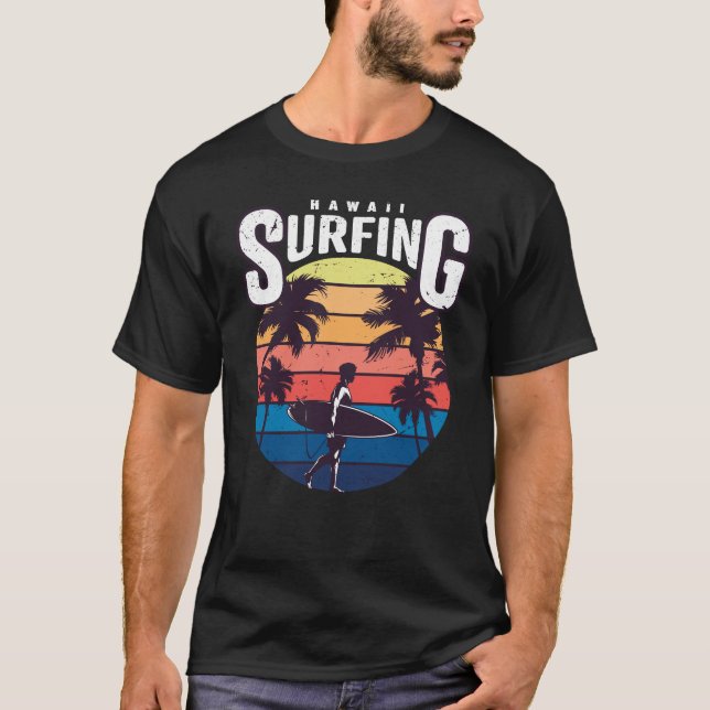 Camiseta Hawaii Surfing Retro (Frente)