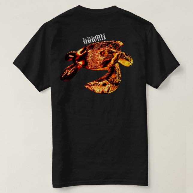 Camiseta Hawaii Tribal Honu Lava (Verso do Design)
