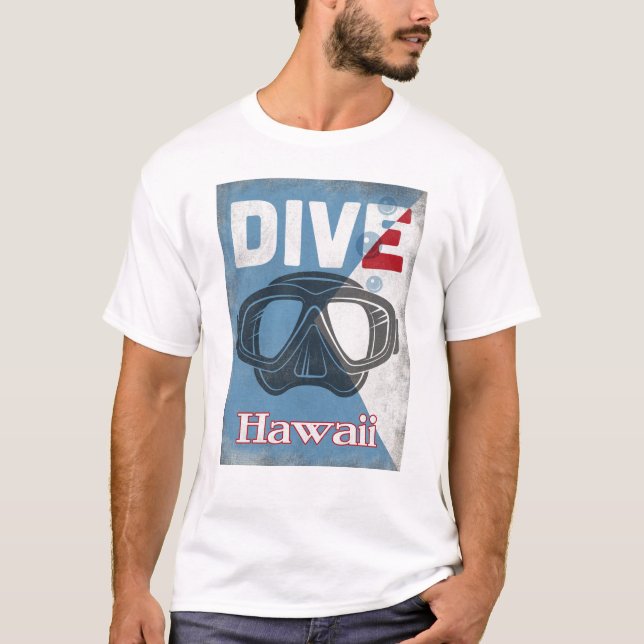 Camiseta Hawaii Vintage Scuba Diving Máscara (Frente)