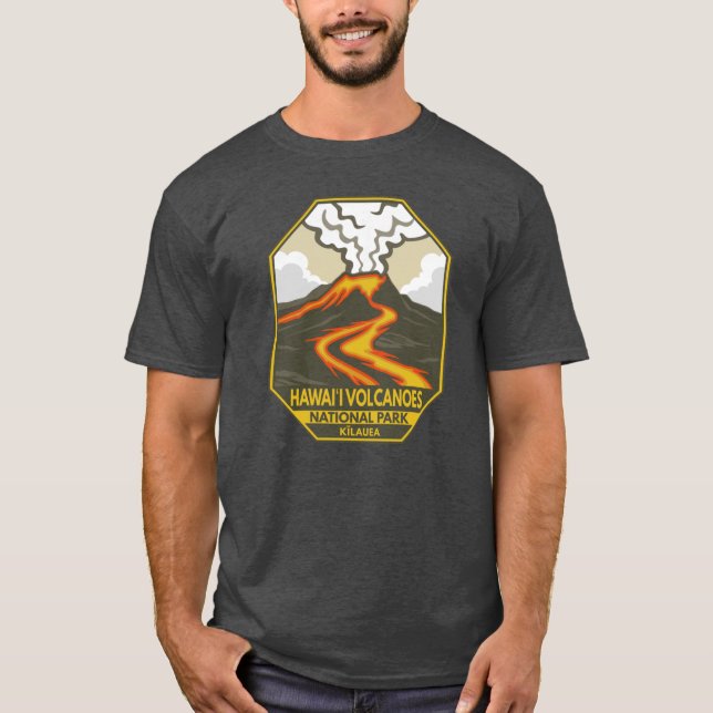 Camiseta Hawaii Volcanoes National Park Kilauea Retro Emble (Frente)