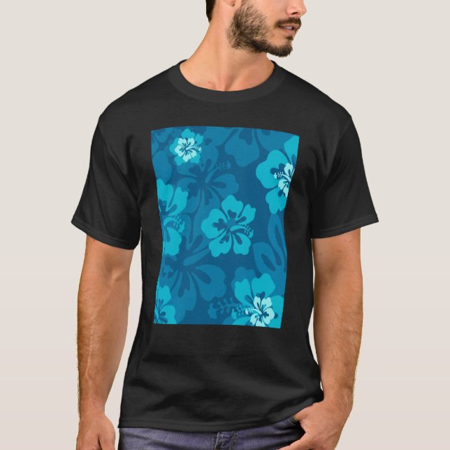 Camiseta Hawaiian Blue Hibiscus Flower Tropical Floral (Frente)