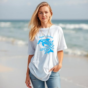 Camiseta Hawaiian Dolphin Flippin' Fabuloso Light Blue