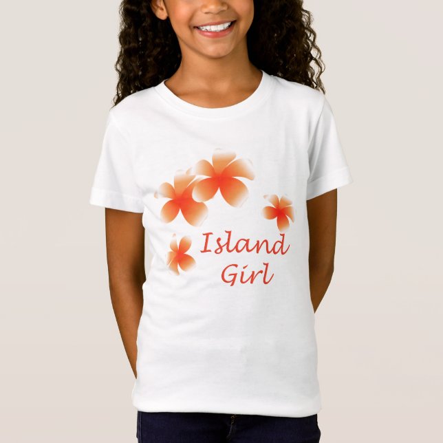 Camiseta Hawaiian Island Girl Tropical Floral Luau (Frente)