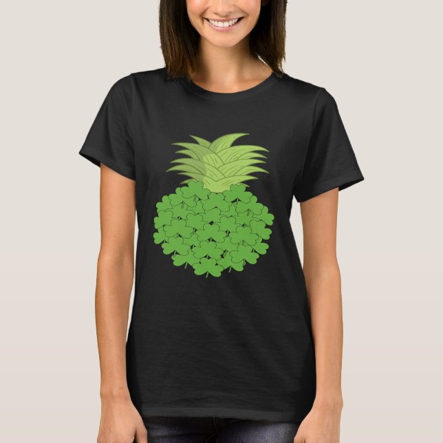 Camiseta Hawaiian Pineapple Shamrocks St Patrick's Day  App (Frente)