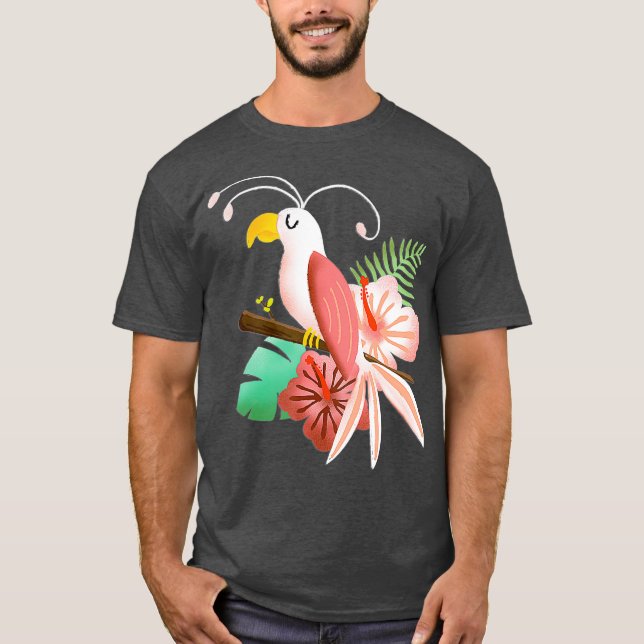 Camiseta Hawaiian Tropical Parrot Cockatiel Bird Island (Frente)