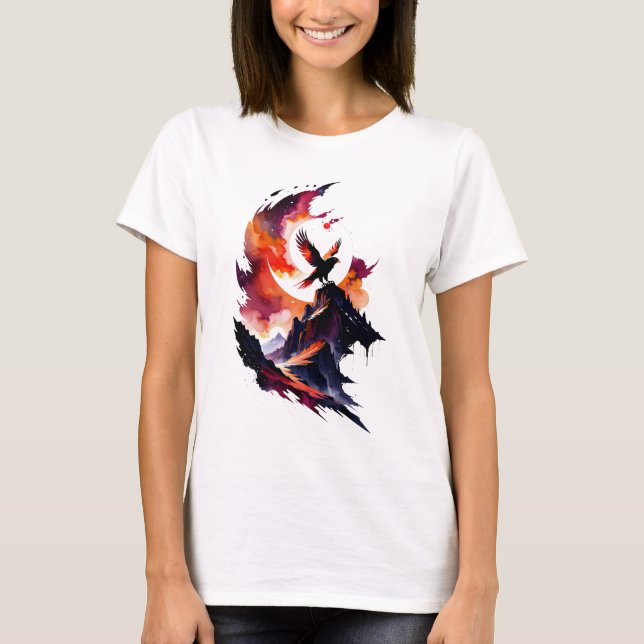 Camiseta Hawk em Abstrato Watercolor Landscape (Frente)