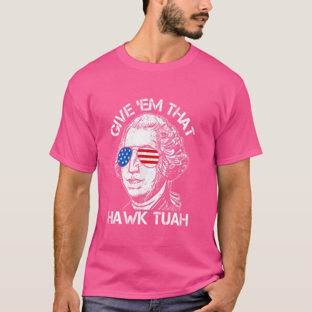 Camiseta Hawk Tuah Funny 2024 4º de julho Meme (Frente)