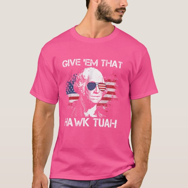 Camiseta Hawk Tuah Funny 2024 4º de julho Meme (Frente)