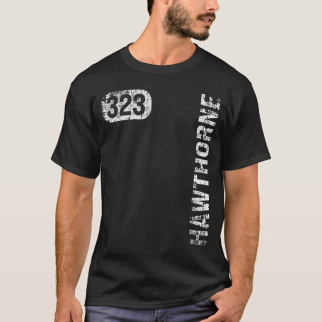 Camiseta Hawthorne California 323 Area Code Retro (Frente)