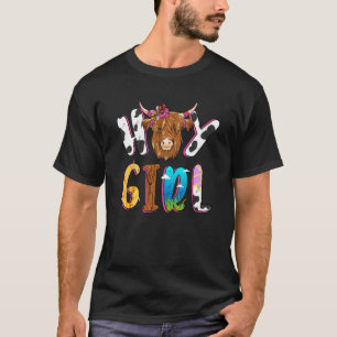 Camiseta Hay Girl Cute Highland Cow Escocês