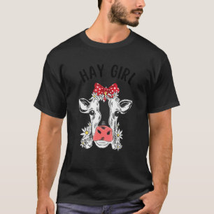 Camiseta Hay Girl Heifer Cute Farmer Bovinos