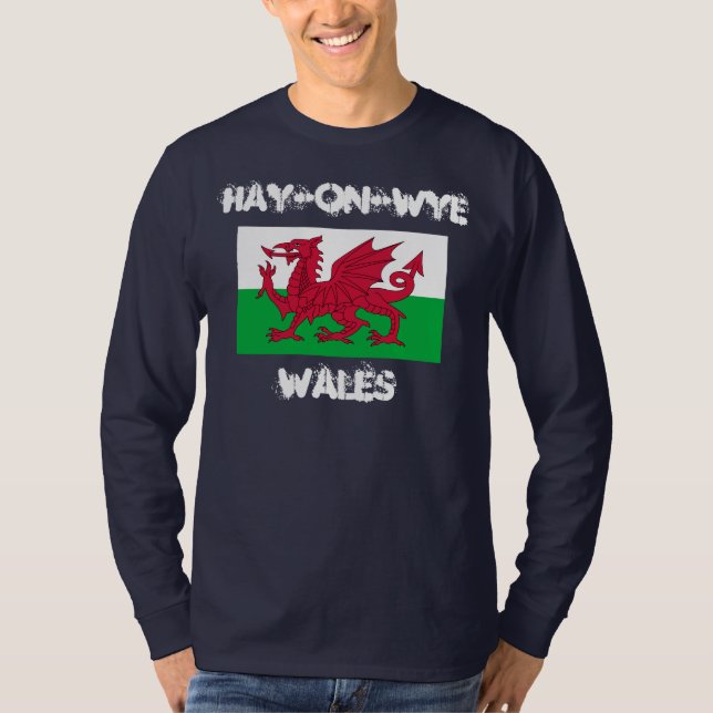 Camiseta Hay-on-Wye, País de Gales com bandeira galesa (Frente)